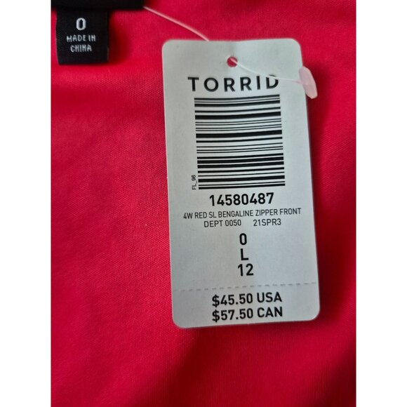 Torrid Red Bengaline Peplum Top With Zipper Front size L - Picture 4 of 6